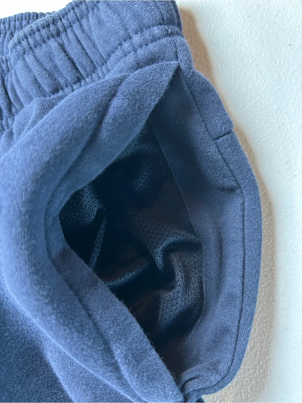 Adidas Men's Navy Blue Fleece Drawstring Shorts Size Large Logo Sweat Shorts